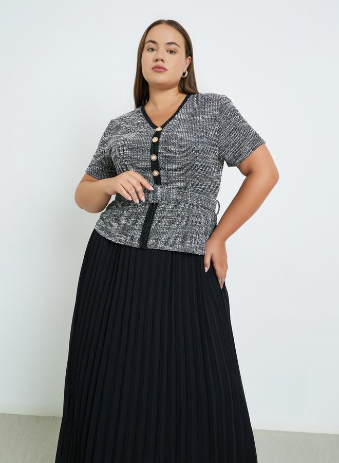 Styli Plus Size Pleated A-Line Maxi Dresses - Image 3