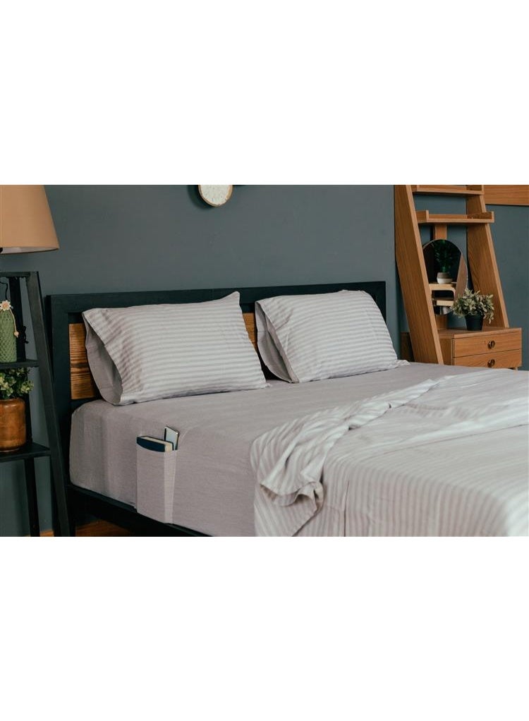 Jlinens Innovative Fitted Sheet Set with Built-In Pouch – 100% Cotton, Ultra-Soft & Breathable | Deep Pocket Design | Includes 2 Matching Pillowcases (50x70 cm) | Convenient Bedside Storage - Image 1