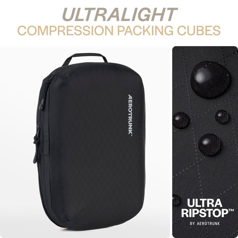 Aerotrunk Ultralight Compression Packing Cubes - Lightweight Travel Organizers for Suitcases and Luggage (6-Pack, Black) - Image 4