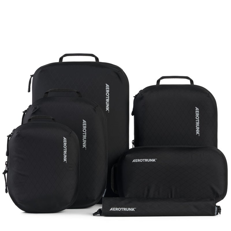 Aerotrunk Ultralight Compression Packing Cubes - Lightweight Travel Organizers for Suitcases and Luggage (6-Pack, Black) - Image 1
