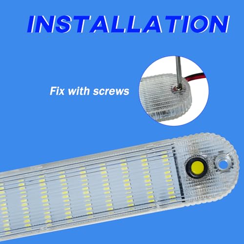 GZ5CG 12V Led Interior Light Bar 2 Packs 72Led 6500K White with ON/Off Switch 11Inch 12V 24V for Enclosed Cargo Trailer RV Van Truck Lorry Camper Caravan Motorhome (2Pcs) - Image 4