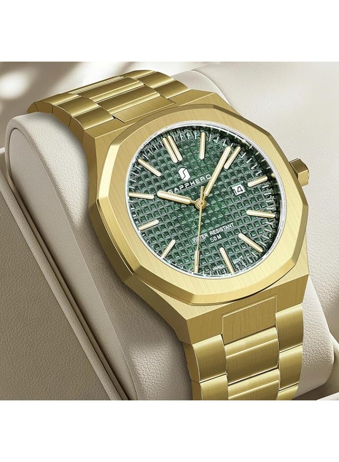 Sapphero Watch for Men Stainless Steel Mens Watches Waterproof Analog Quartz Movement Wrist Watch Gifts for Men - Image 2