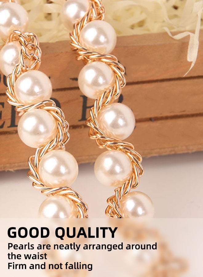 JUXINGDAZYF Pearl Chain Waist Chain Women's Dress Accessories Versatile Belt Waist Chain Beaded Belt (Gold) - Image 4