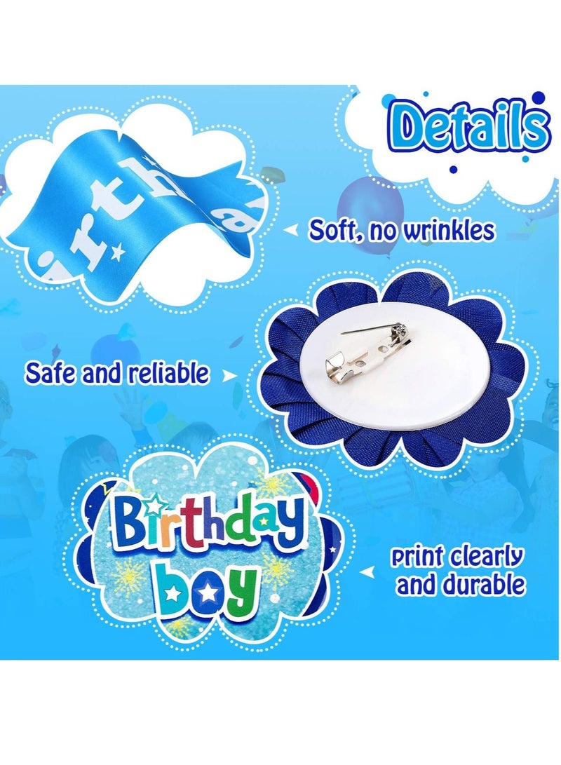 KASTWAVE Birthday Boy Decorations Set Includes HologBirthday Holographic Badge Award Ribbon and Blue Sashraphic - Image 3