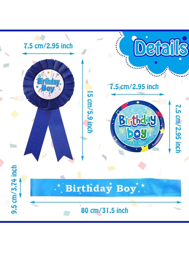 KASTWAVE Birthday Boy Decorations Set Includes HologBirthday Holographic Badge Award Ribbon and Blue Sashraphic - Image 2