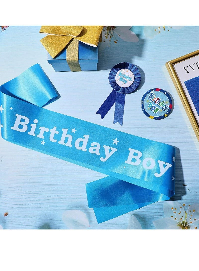 KASTWAVE Birthday Boy Decorations Set Includes HologBirthday Holographic Badge Award Ribbon and Blue Sashraphic - Image 4