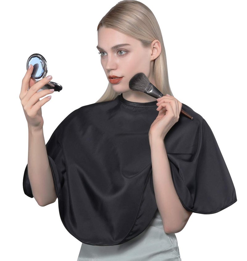 Perfehair PERFEHAIR Short Makeup Comb Out Cape Make Up Salon Artist Hair Styling Cutting Barber Cape Apron Bib for ClientsBlack