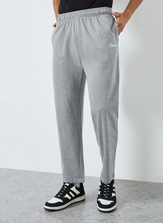 Men Grey Embroidered Logo Relaxed Fit Joggers
