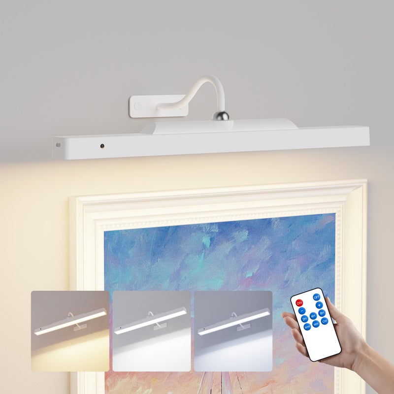 Craftersmark Rechargeable Picture Light for Wall Art White 3 Color TemperaturesRemote Control Adjustable Angle Wall Mount Battery Operated Wall Light for PaintingsGalleryFramesPhotos 13H Runtime 350LM - Image 2