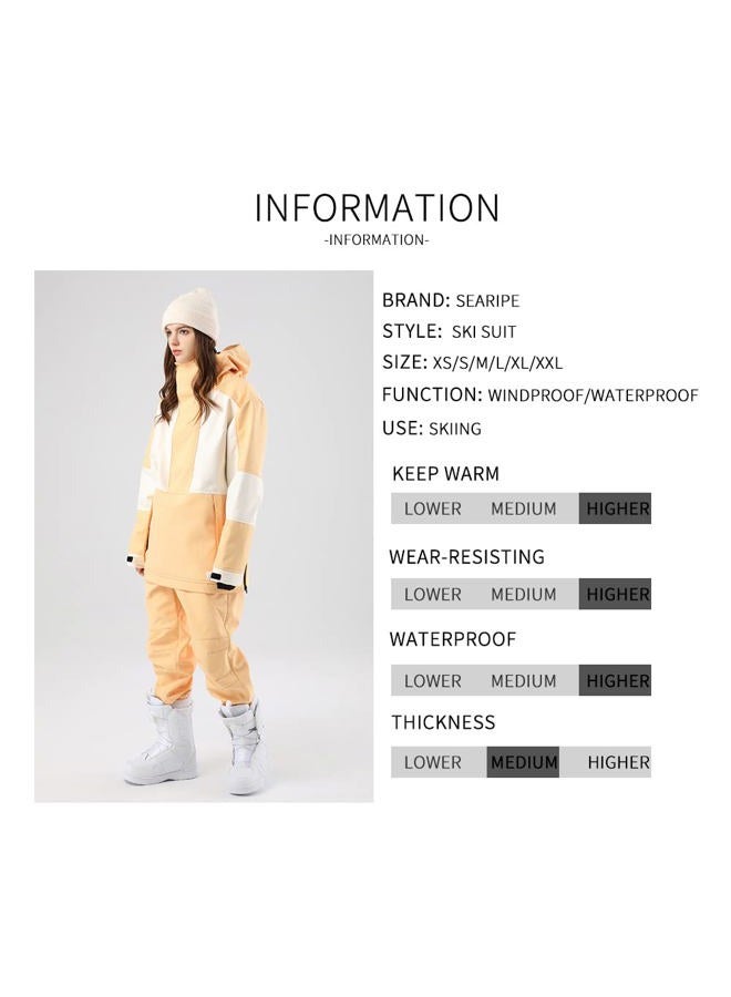 SEARIPE Women Ski Jacket and Pants Set Waterproof Hood Ski Suits Windproof Snowsuits for Winter Sports(T2152,PK+WT,XS) - Image 5