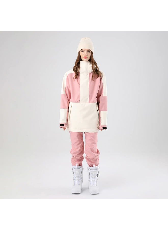 SEARIPE Women Ski Jacket and Pants Set Waterproof Hood Ski Suits Windproof Snowsuits for Winter Sports(T2152,PK+WT,XS) - Image 2