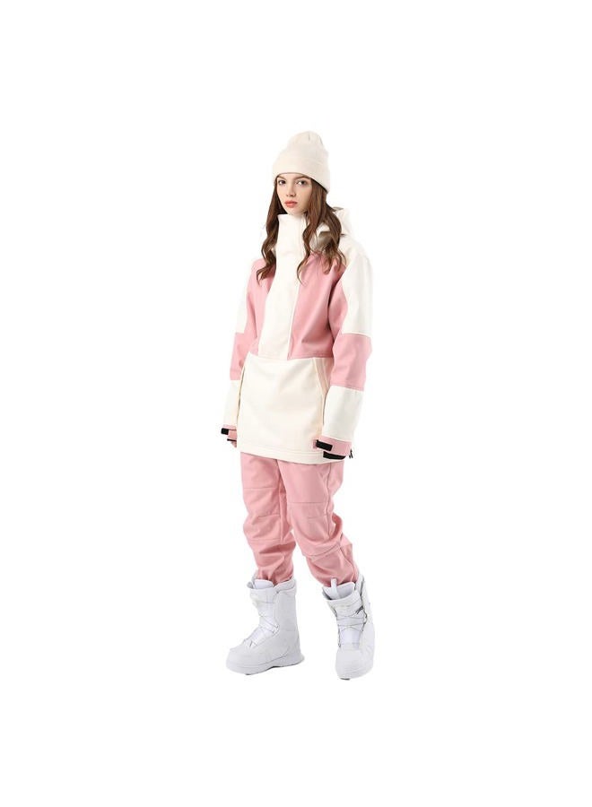 SEARIPE Women Ski Jacket and Pants Set Waterproof Hood Ski Suits Windproof Snowsuits for Winter Sports(T2152,PK+WT,XS) - Image 1