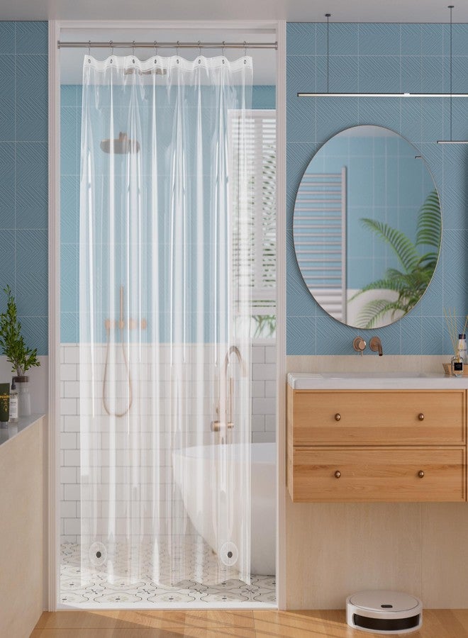 Titanker Clear Shower Curtain Liner with Water Cube, Medium Weight Plastic Shower Liner PEVA Waterproof Shower Curtains for Bathroom with Big Stones and Grommets, 72x72 Inches - Image 1