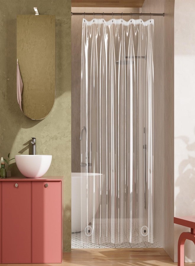 Titanker Clear Shower Curtain Liner with Water Cube, Medium Weight Plastic Shower Liner PEVA Waterproof Shower Curtains for Bathroom with Big Stones and Grommets, 72x72 Inches - Image 3