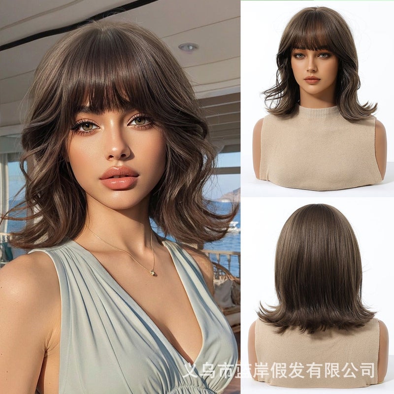 Summer Short Bob Wig for Women, Seamless Full Head High-Temperature Silk Synthetic Hair, Trendy and Stylish