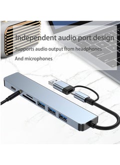 General USB hub, C-Type hub, 8-Port, with USB 3.0, USB 2.0, Micro SD/TF Card Reader, Microphone/Audio Interface, Suitable for Notebook Computers, MacBook Pro, iMac, iPad Pro, and Other USB-C, USB Devices  - Image 3