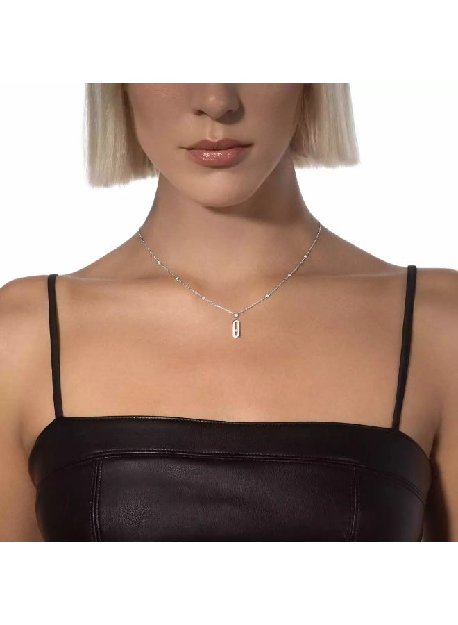 messika  Minimalist geometric style | Single diamond women's necklace, fashionable and versatile collarbone chain - Image 3