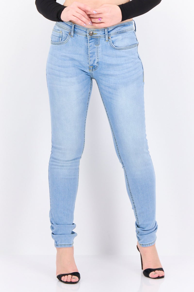 CROSSHATCH Women Slim Fit Washed Stretchable Jeans, Washed Blue - Image 1