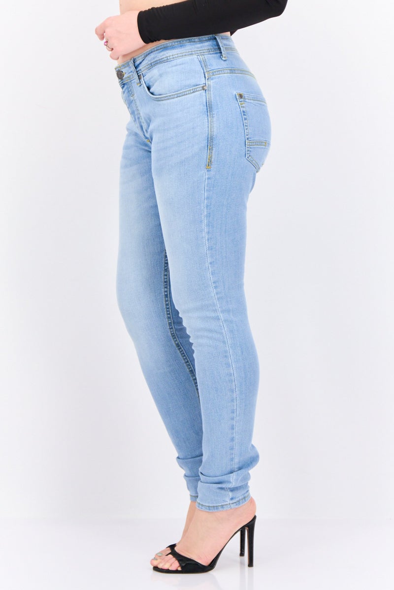 CROSSHATCH Women Slim Fit Washed Stretchable Jeans, Washed Blue - Image 4