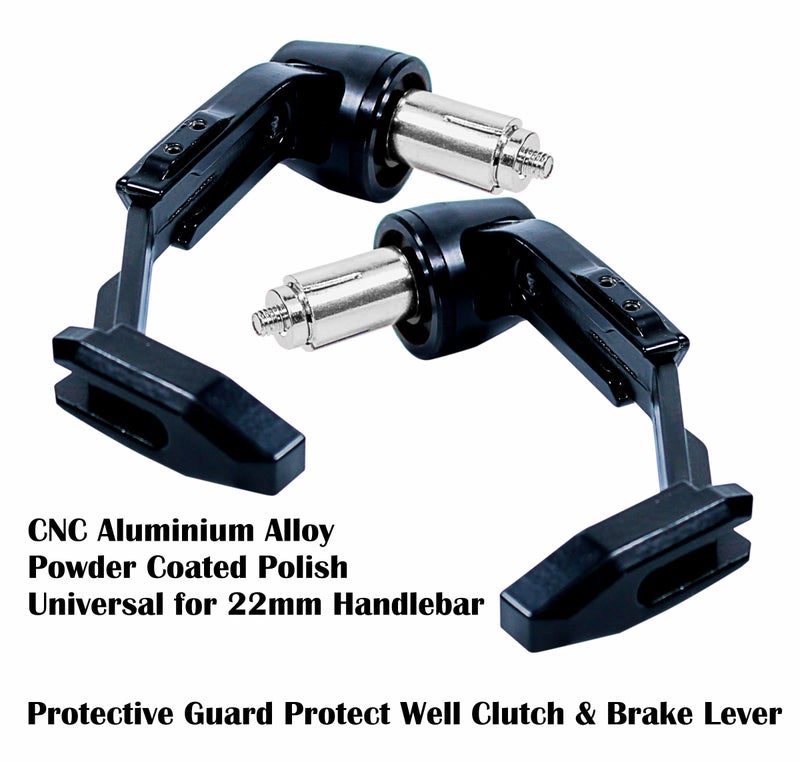 Asryd Motorcycle Brake Clutch Lever Guard Handlebar Protectors 7/8” 22MM CNC Alloy with Adjustable Angle Length (Black) For Bajaj Dominar 400 (Pack of 2) - Image 2