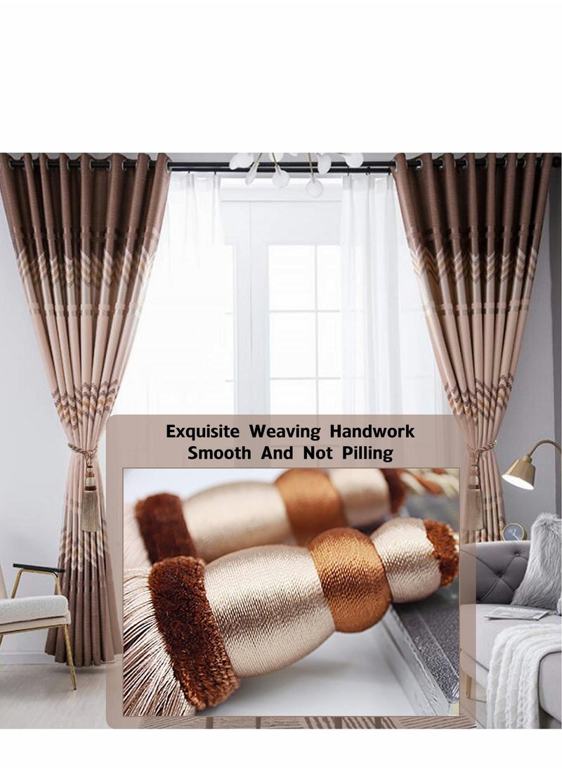 إسكدنيا 1 زوج من شرابات الستائر وربطات العنق والديكور المنزلي مع الحبال المنسوجة يدويا وجميع الملحقات ستارة السحابات ( الكاكي ) - Image 3