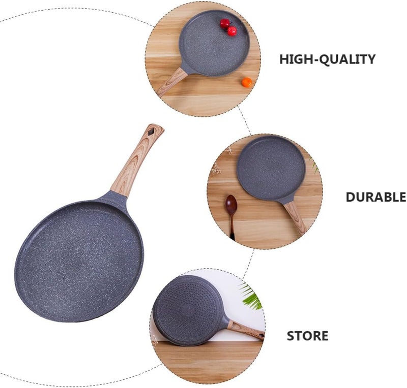 Nonstick Aluminum Frying Pan with Wooden Handle, 10-inch Household Skillet Fry Pan for Egg, Omelette, and Steak Cooking, Home Use Kitchen Cookware - Image 4