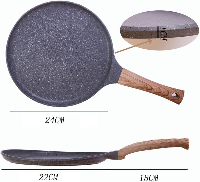 Nonstick Aluminum Frying Pan with Wooden Handle, 10-inch Household Skillet Fry Pan for Egg, Omelette, and Steak Cooking, Home Use Kitchen Cookware - Image 5