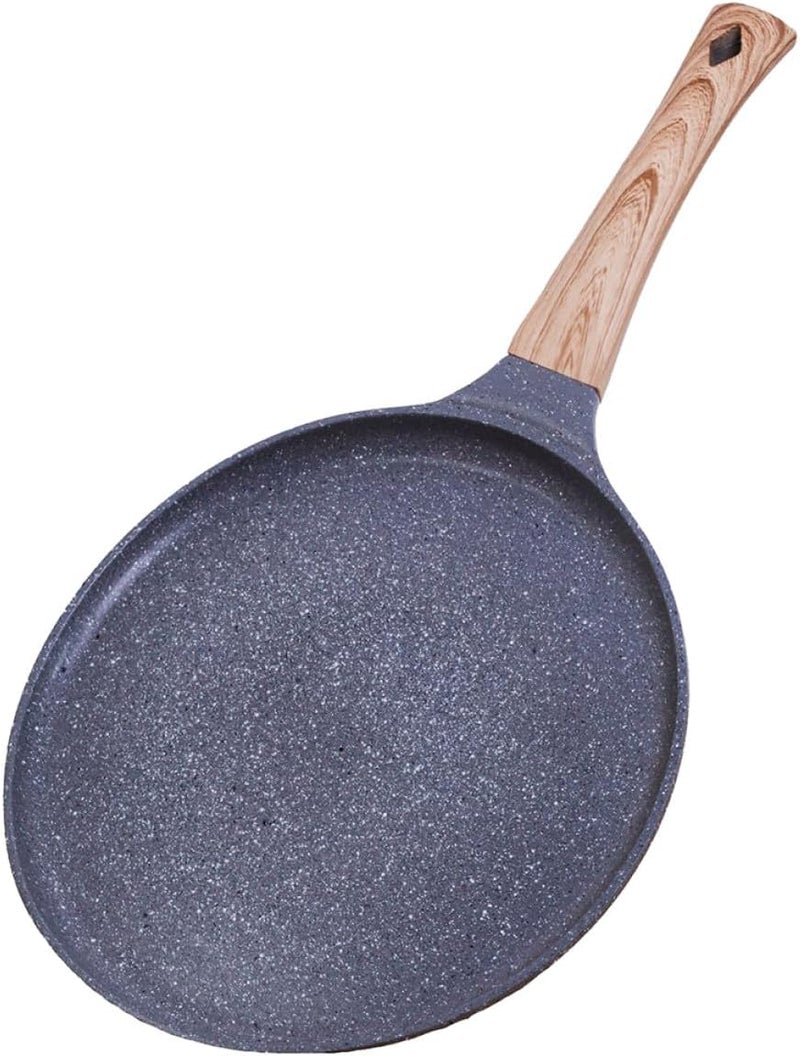 Nonstick Aluminum Frying Pan with Wooden Handle, 10-inch Household Skillet Fry Pan for Egg, Omelette, and Steak Cooking, Home Use Kitchen Cookware - Image 1