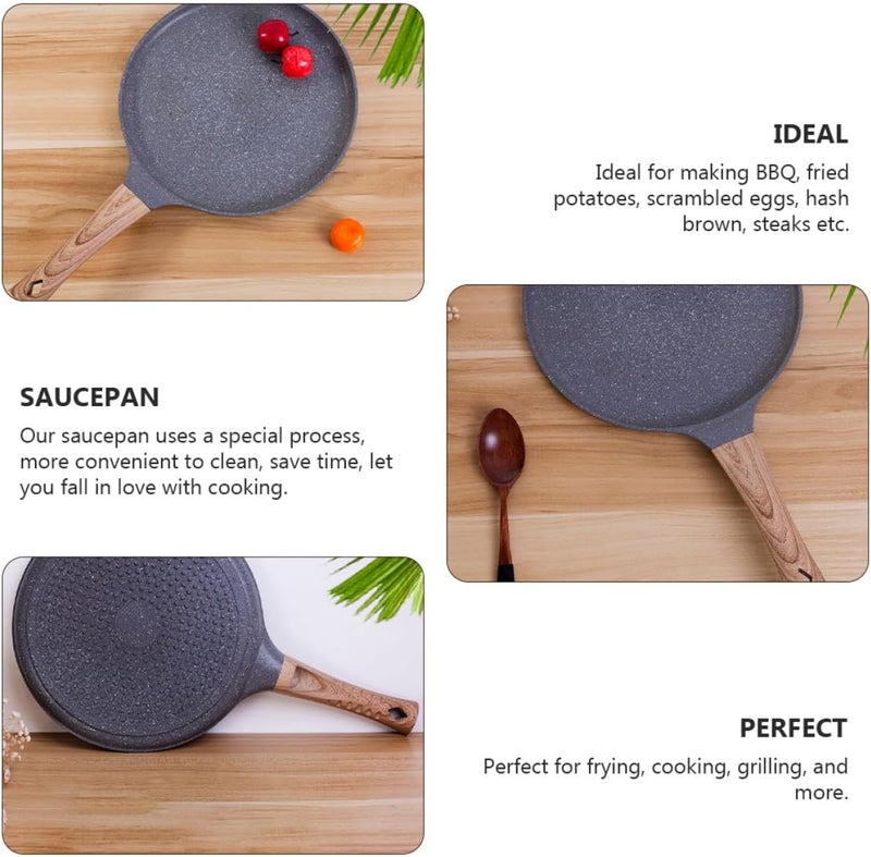 Nonstick Aluminum Frying Pan with Wooden Handle, 10-inch Household Skillet Fry Pan for Egg, Omelette, and Steak Cooking, Home Use Kitchen Cookware - Image 2