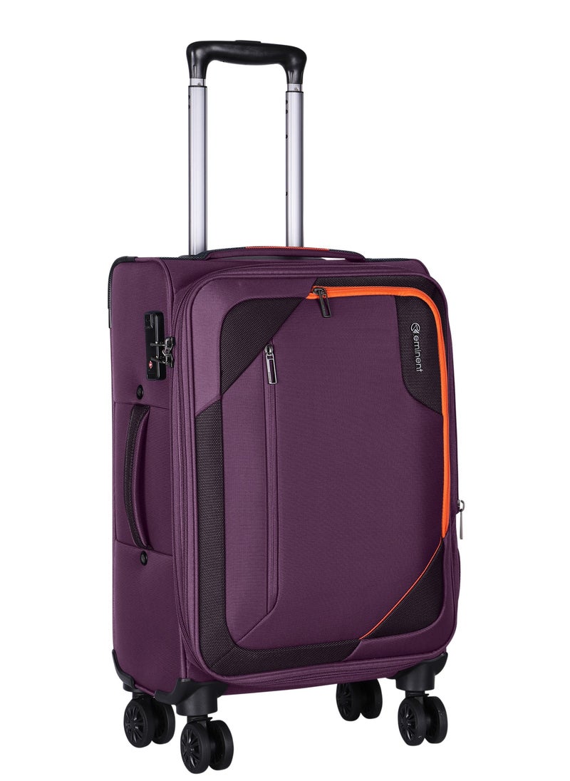 eminent - Expandable Luggage Trolley Bag Soft Suitcase for Unisex Travel Polyester Shell Lightweight with TSA lock Double Spinner Wheels E765SZ Carry On 20 Inch Purple - Image 1