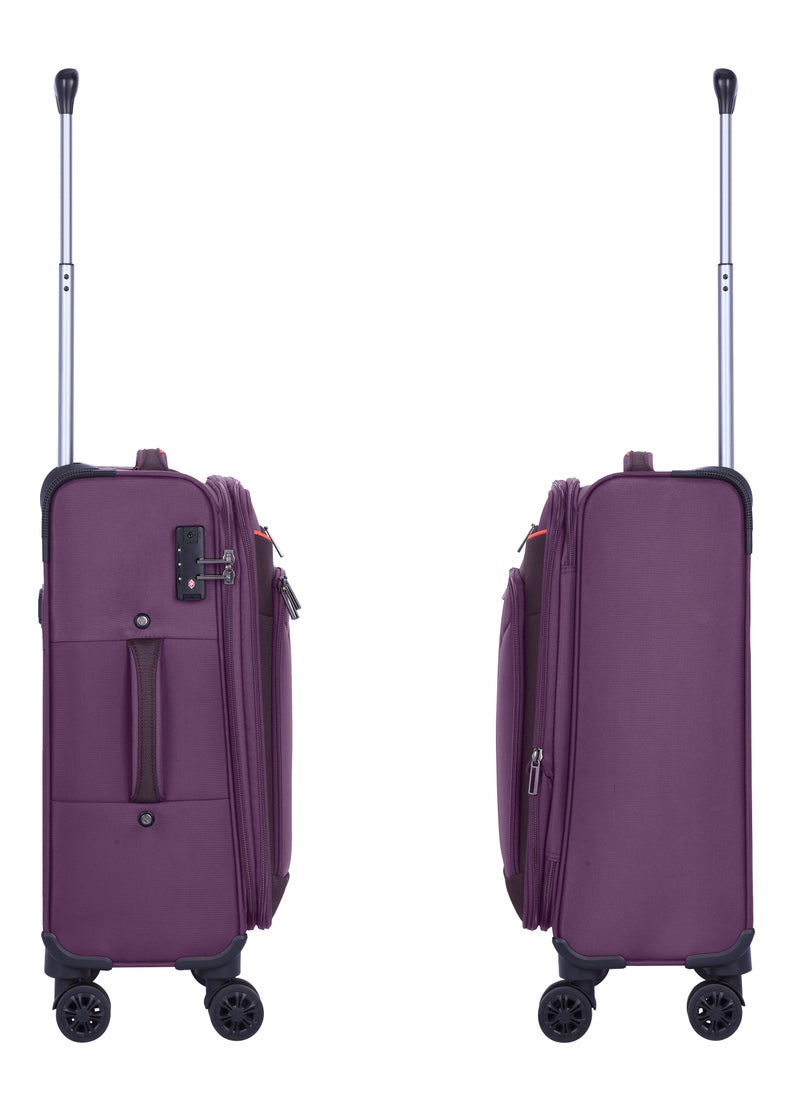 eminent - Expandable Luggage Trolley Bag Soft Suitcase for Unisex Travel Polyester Shell Lightweight with TSA lock Double Spinner Wheels E765SZ Carry On 20 Inch Purple - Image 1