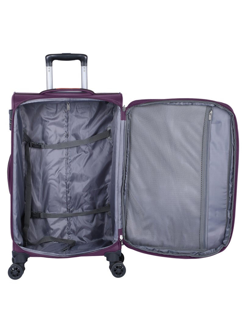 eminent - Expandable Luggage Trolley Bag Soft Suitcase for Unisex Travel Polyester Shell Lightweight with TSA lock Double Spinner Wheels E765SZ Carry On 20 Inch Purple - Image 1