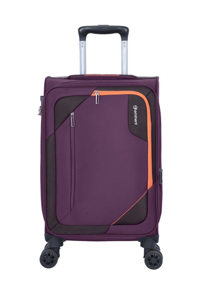 eminent - Expandable Luggage Trolley Bag Soft Suitcase for Unisex Travel Polyester Shell Lightweight with TSA lock Double Spinner Wheels E765SZ Carry On 20 Inch Purple - Image 1