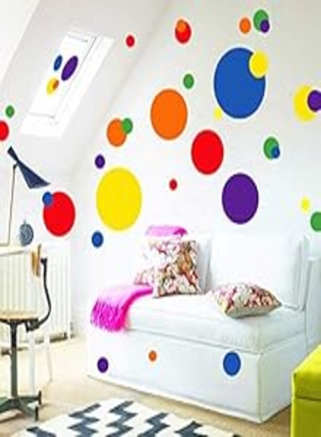 OR Colorful circle Sticker living room TV background fashion wall Sticker bedroom decoration Sticker beautiful colorful round circle kindergarten classroom wall Sticker