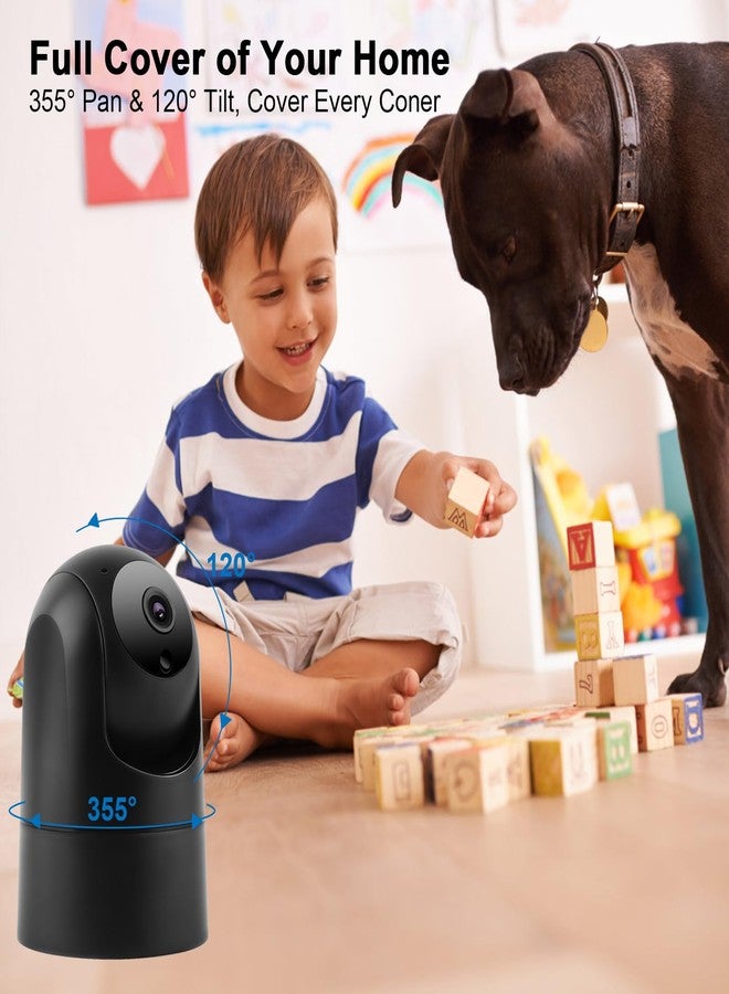 BlessFly 4MP Indoor Cameras for Home Security, 2.4/5G WiFi Baby/Dog Monitor with Phone APP, Auto Tracking, Human Motion Detection, Night Vision, 2 Way Audio, IP Camera Work with Alexa & Google Home (Black) - Image 3