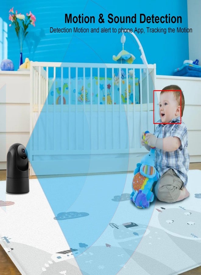 BlessFly 4MP Indoor Cameras for Home Security, 2.4/5G WiFi Baby/Dog Monitor with Phone APP, Auto Tracking, Human Motion Detection, Night Vision, 2 Way Audio, IP Camera Work with Alexa & Google Home (Black) - Image 4