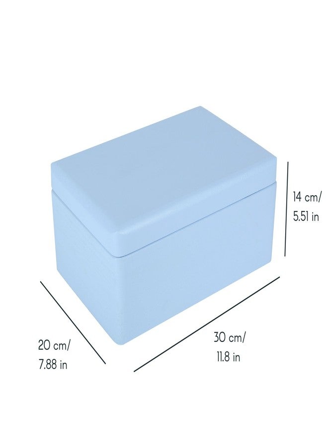 Creative Deco Large Blue Wooden Box Storage with Hinged Lid | 11.8x7.87x5.51in (+-0.5) | Keepsake Gift Box for Tool Dog Toy Kitchen Storage | ROUGH UNSANDED Wood Chest Trunk - Image 3