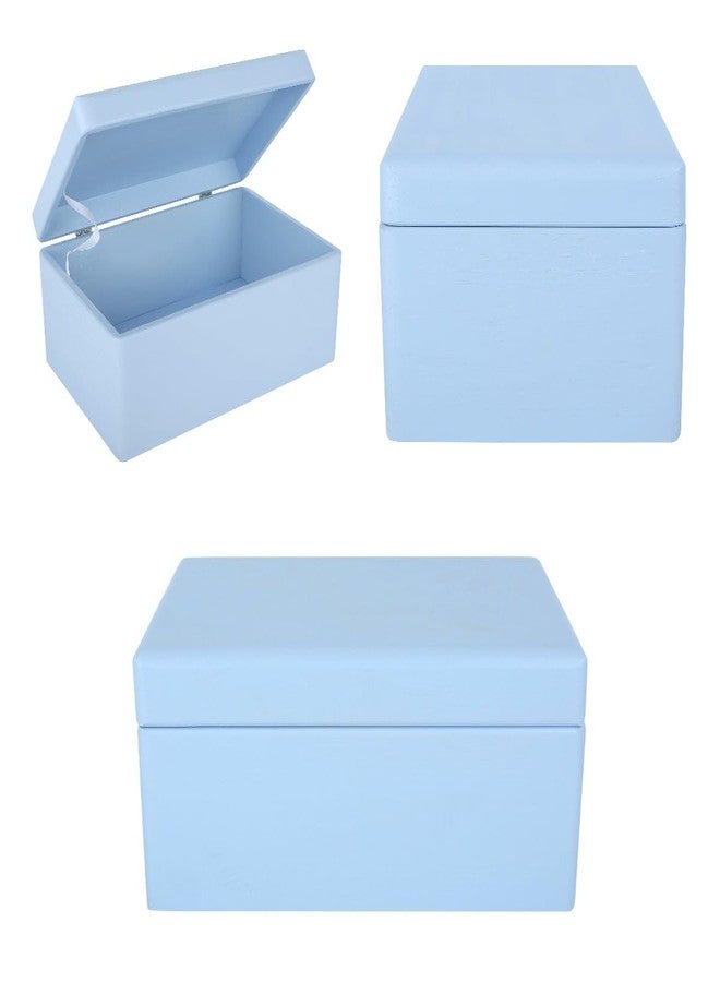 Creative Deco Large Blue Wooden Box Storage with Hinged Lid | 11.8x7.87x5.51in (+-0.5) | Keepsake Gift Box for Tool Dog Toy Kitchen Storage | ROUGH UNSANDED Wood Chest Trunk - Image 5