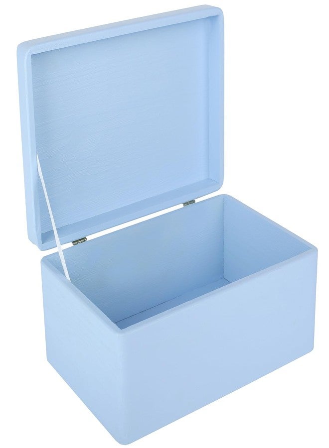 Creative Deco Large Blue Wooden Box Storage with Hinged Lid | 11.8x7.87x5.51in (+-0.5) | Keepsake Gift Box for Tool Dog Toy Kitchen Storage | ROUGH UNSANDED Wood Chest Trunk - Image 1