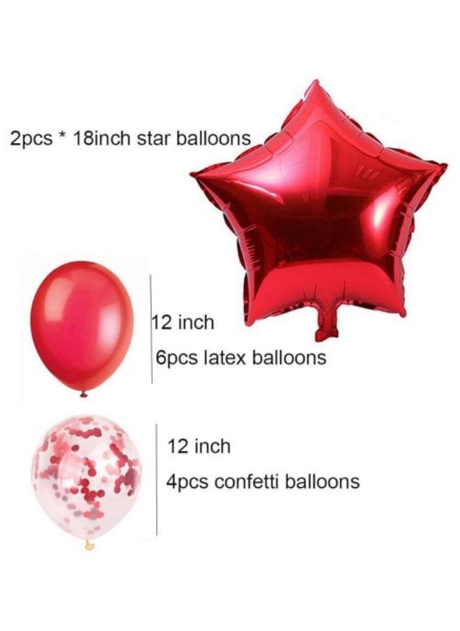 Hi Moon Multicolor Happy Birthday Balloons Decorations Set- 13 pcs Letter Balloons Banner,2 pcs Giant Star Foil Balloons,4 pcs Confetti Balloons,6 pcs Latex Balloons (Red)  - Image 5