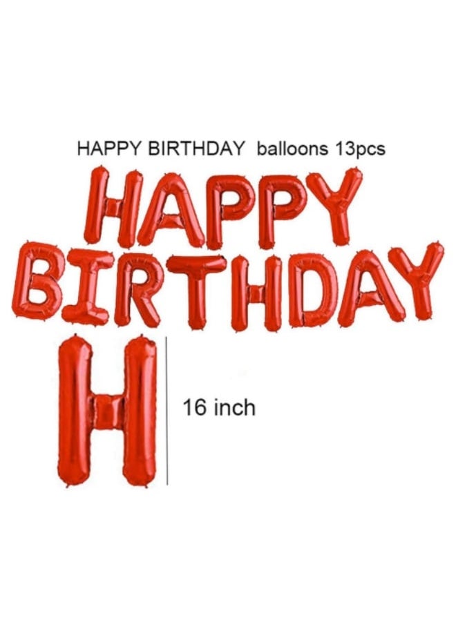 Hi Moon Multicolor Happy Birthday Balloons Decorations Set- 13 pcs Letter Balloons Banner,2 pcs Giant Star Foil Balloons,4 pcs Confetti Balloons,6 pcs Latex Balloons (Red)  - Image 2