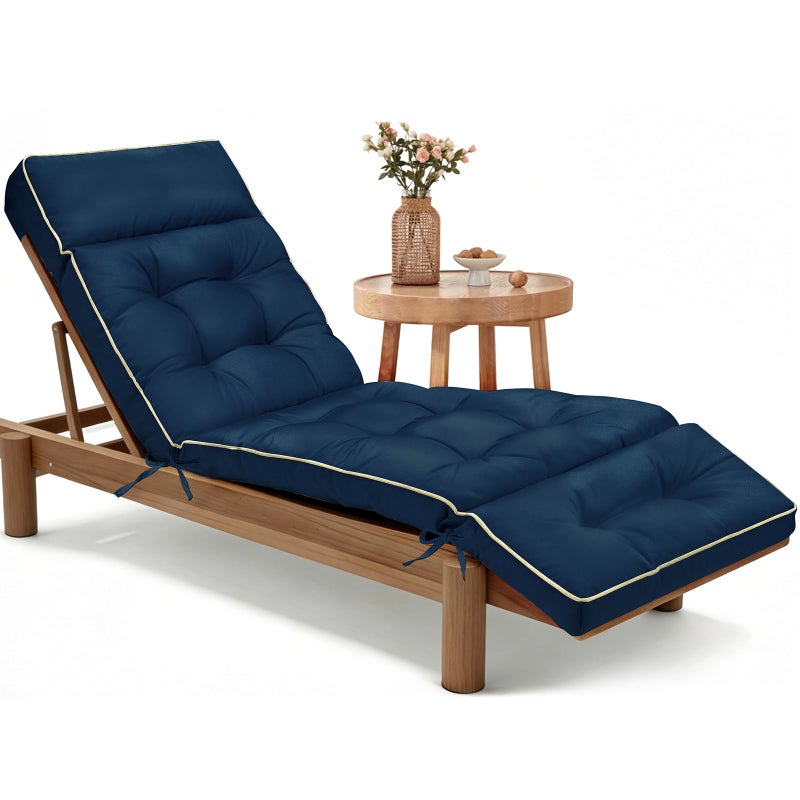 MAGIC ELEPHANT Chaise Lounge Cushion Outdoor, Memory Foam Replacement Patio Pool Lounge Chair Cushion with Ties for Outdoor Furniture, 74 x 22 x 4 Inch (Oxford Blue) - Image 1
