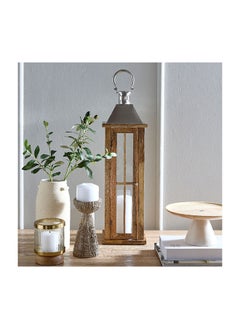 Clifton Wooden Lantern with Nickel Metal Handle 17 x 61 x 17 cm - pzsku/Z61C59F4D347673359BB9Z/45/_/1709808790/61ae9651-639f-49e9-a4f9-c7effaa1ab4e