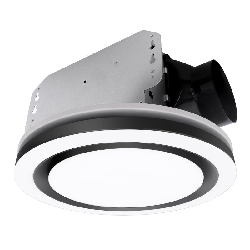 Akicon Bathroom Exhaust Fan with Light 90 CFM 15 Sones 15W Dimmable 3CCT LED Light with 5W Night Light Ventilation fan for Bathroom Kitchen and Home Round Black