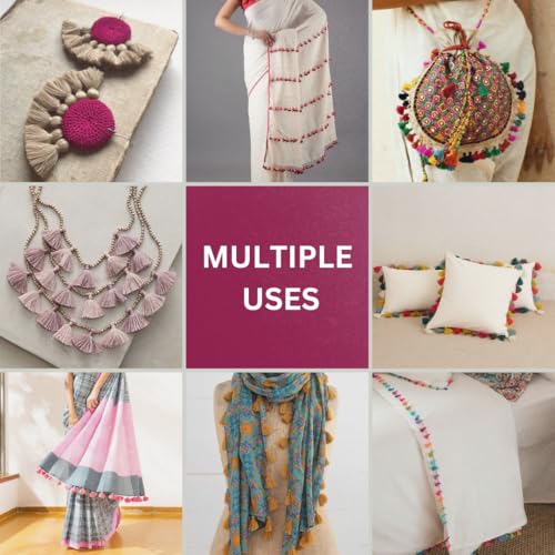 Zippy Flora Handmade Plain Solid Micro 1.5 Inch Cotton Tassels | Pack of 25 | Elegant Dark Pink Decorative Tassels for Saree, Dupatta, Lehenga Borders, Table Runners, Curtains & DIY Craft Projects - Image 3