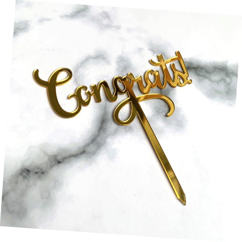 Graduation Cake Toppers Acrylic Insert Decoration DIY Cupcake Picks Gold Silver - Image 3