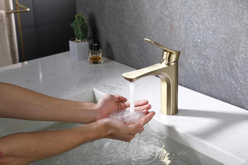 BRIMIX Single Lever Basin Mixer Faucet - Brushed gold - Image 3