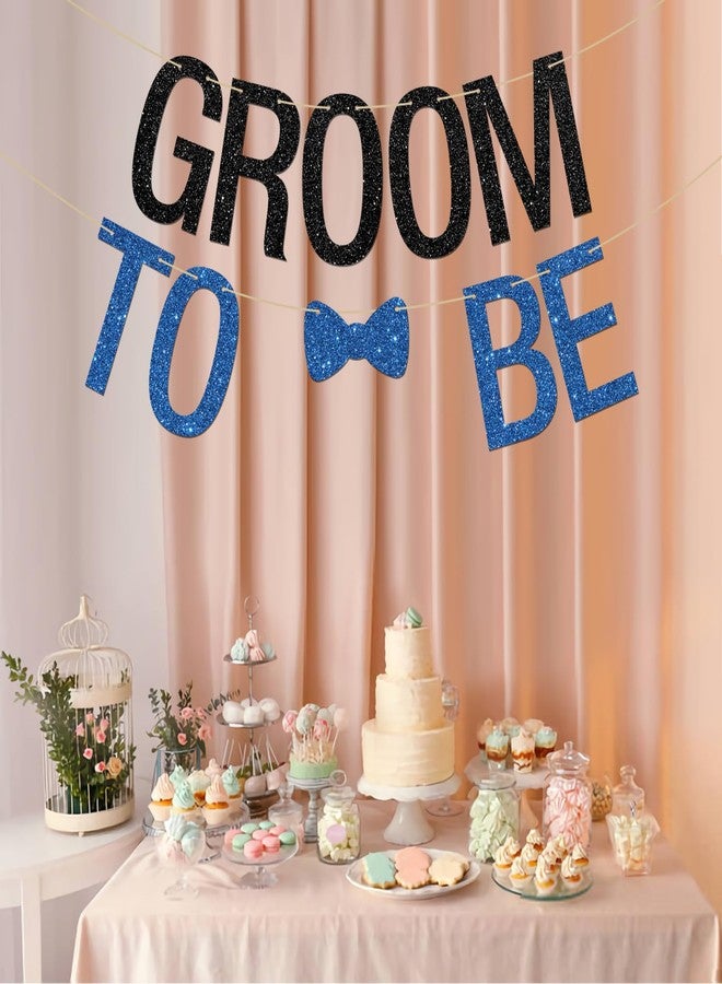 INNORU Groom to Be Banner, Future Groom Party Garland Bunting Bachelor Party Decorations Supplies, Funny Wedding Banner Black Blue Glitter - Image 3