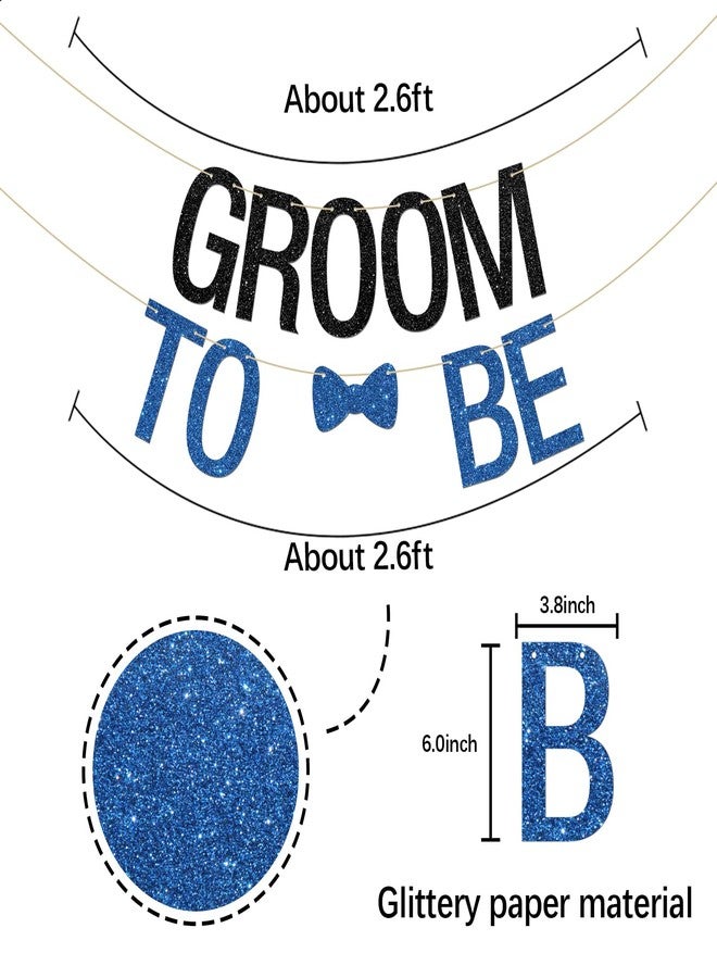 INNORU Groom to Be Banner, Future Groom Party Garland Bunting Bachelor Party Decorations Supplies, Funny Wedding Banner Black Blue Glitter - Image 2
