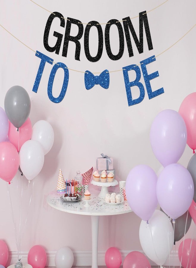 INNORU Groom to Be Banner, Future Groom Party Garland Bunting Bachelor Party Decorations Supplies, Funny Wedding Banner Black Blue Glitter - Image 4